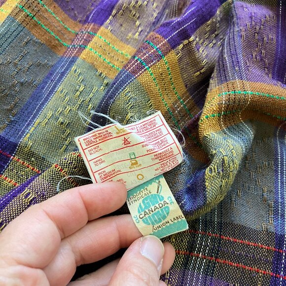 Purple Plaid Short Sleeve Blazer Jacket Vintage Collections Internationale 90s - Picture 6 of 7